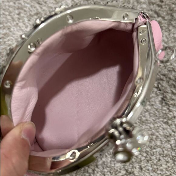 Pink Togo Calfskin Handmade Unique Kisslock Clutch, Wristlet, Crossbody - Picture 15 of 16